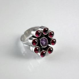 Bague indienne argent et pierres