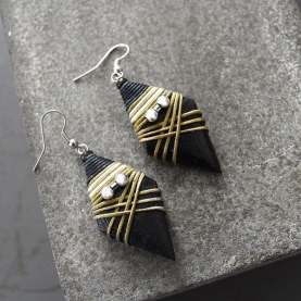 Indian wooden fancy earrings black