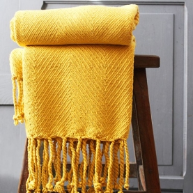 Indian cotton sofa throw yellow