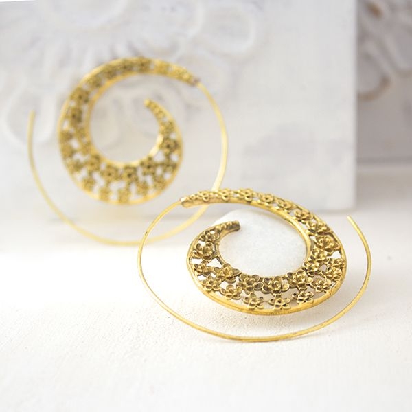 Indian golden metal earrings ethnic jewel