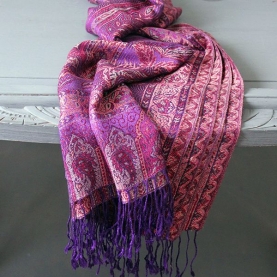 Indian Jamawar cotton scarf purple