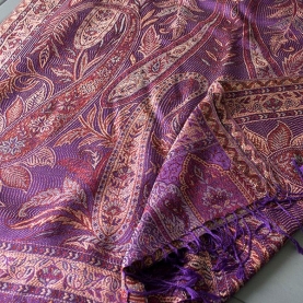 Indian Jamawar cotton scarf purple