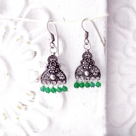 Boucles d'oreilles indiennes perles vertes