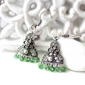 Indian earrings green pearls