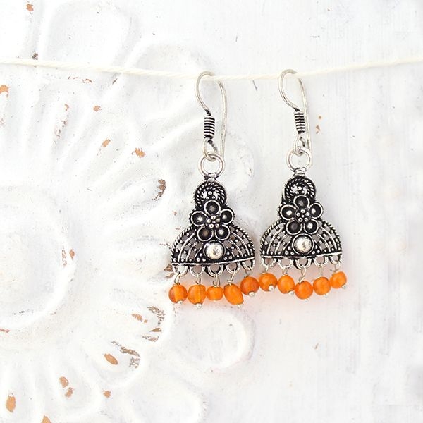 Indian earrings orange pearls