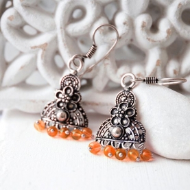 Indian earrings orange pearls