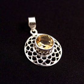 Silver and citrine Indian pendant