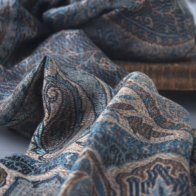 Indian Jamawar cotton scarf blue and black