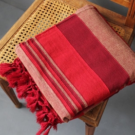 Couverture de canapé coton indien bordeaux et rouge