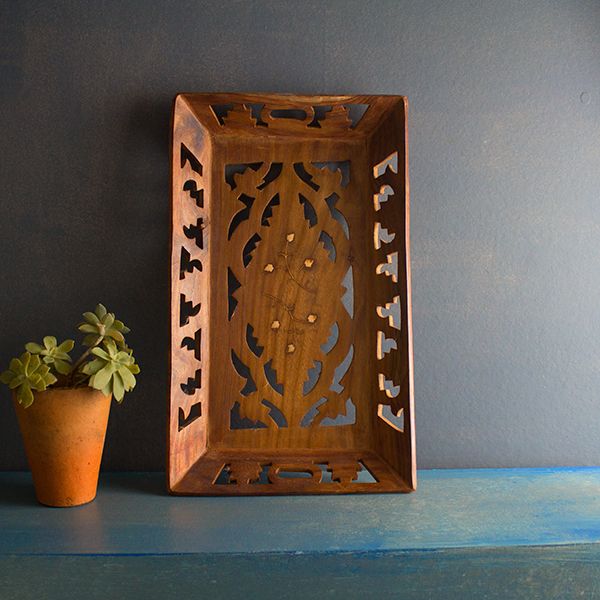 large wooden tea tray