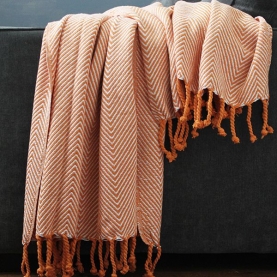 Indian cotton sofa throw orange and white