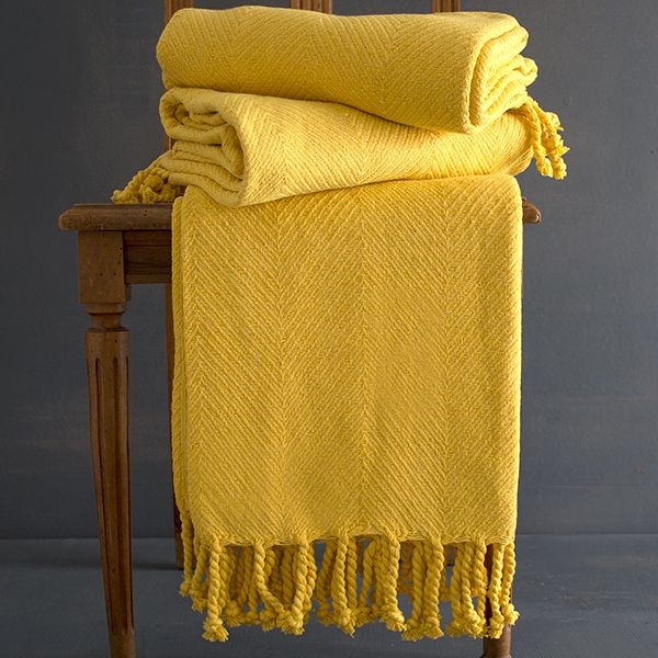 Indian cotton sofa throw yellow