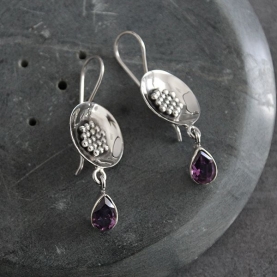 Indian silver and amethyst stones earrings