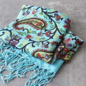 Indian scarf printed cotton blue