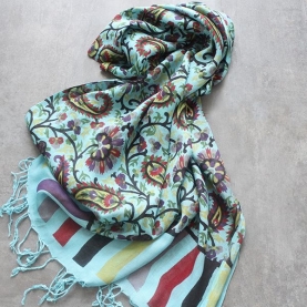 Indian scarf printed cotton blue