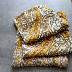 Indian scarf printed cotton yellow