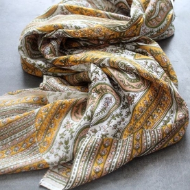 Indian scarf printed cotton yellow