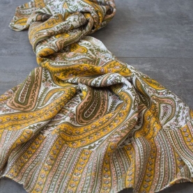 Indian scarf printed cotton yellow