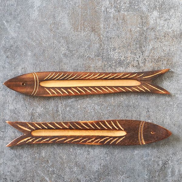 Porte-encens stand indien en bois Poisson