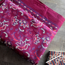 Indian printed bedsheet handicraft maroon and blue