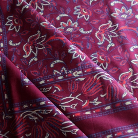 Indian printed bedsheet handicraft maroon and blue