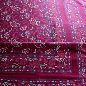 Indian printed bedsheet handicraft maroon and blue