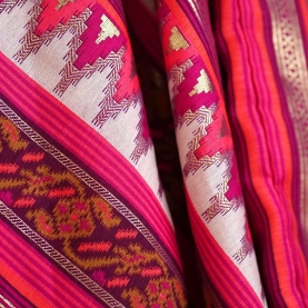 Indian long skirt pink and white colors