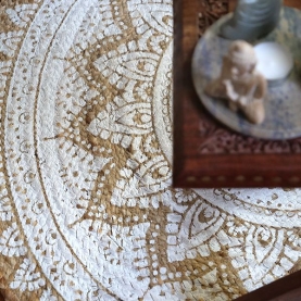Indian handicraft round carpet white color