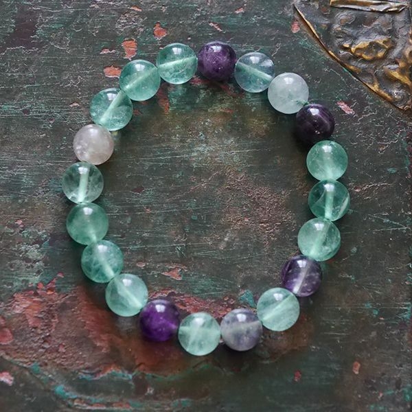Bracelet indien perles Fluorite multicolore