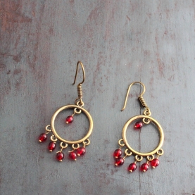 Indian traditional earrings gold and red colors