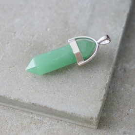 Conic 6 faces pendant with green jade stone