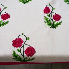 Indian printed table cover white and red