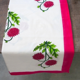 Indian printed table cover white and red