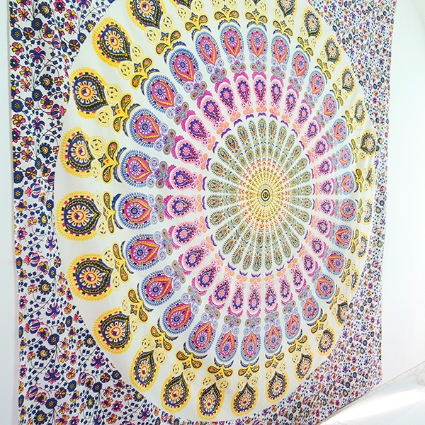 Dremisland Mandala Tapisserie Murale Gris et Rose Fleur Tenture Murale  Indien Bohême Hippie Tapisseries Murale Art Décoration pour Chambre Salon
