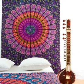 Tenture murale indienne Mandala violet et rose