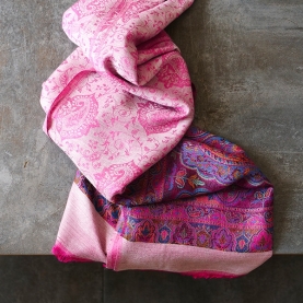 Indian Jamawar cotton scarf pink color