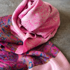 Indian Jamawar cotton scarf pink color