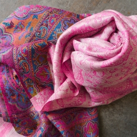 Indian Jamawar cotton scarf pink color