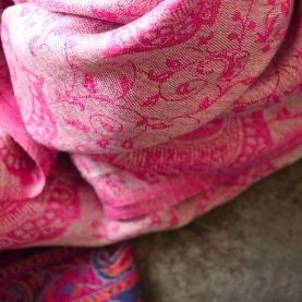 Indian Jamawar cotton scarf pink color