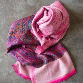 Indian Jamawar cotton scarf pink color