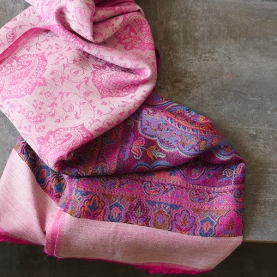 Indian Jamawar cotton scarf pink color