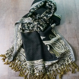 Indian mixed woolen scarf black