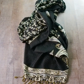 Indian mixed woolen scarf black