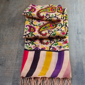 Indian scarf printed cotton beige color