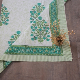 Indian handicraft printed table cover green