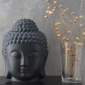 Black ceramic Buddha essential oil burner