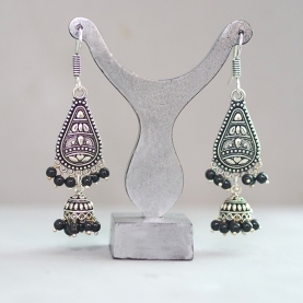 Boucles d'oreilles indiennes Jhumki noires