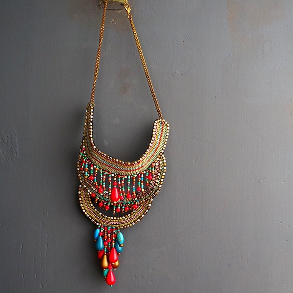 Indian ethnic metal necklace colorful