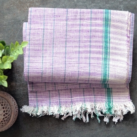 Serviette indienne en coton Khadi violette