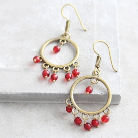 Indian traditional earrings gold and red colors